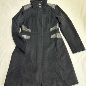 Via Spiga Black Trench Coat with Silver Accents